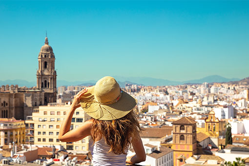 Landscape view of Malaga city in Andalusia, Spain